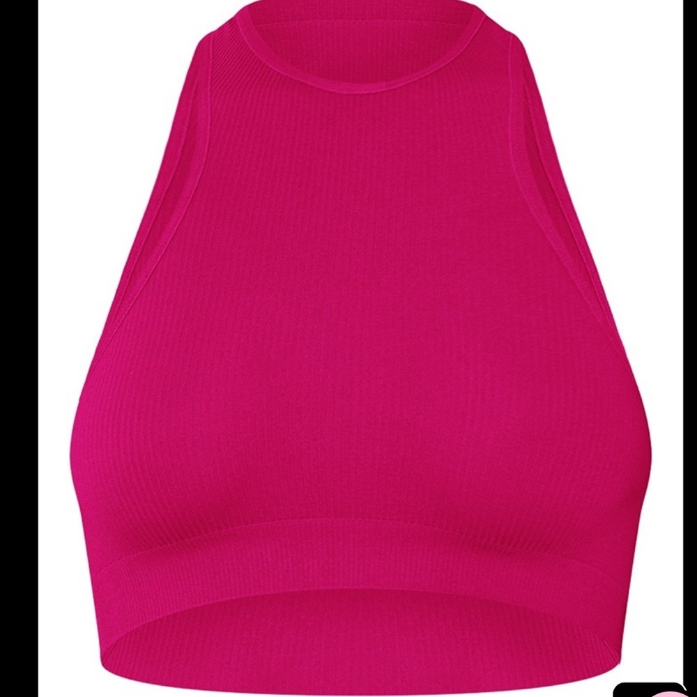 Pink Seamless Rib Racer Bra - Picture 5 of 5